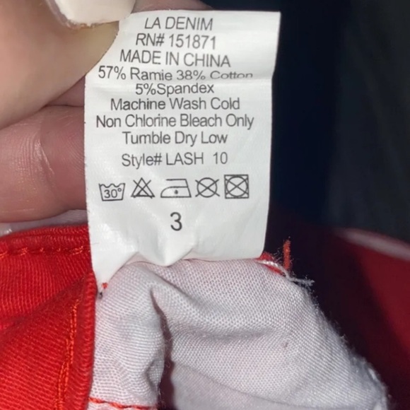 L.A. Denim Studio by Rosee Casual Red Shorts Juniors Women Size 3 - Picture 7 of 10